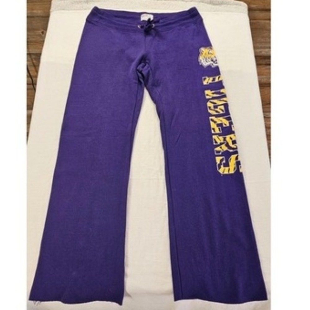 Soffe LSU Tigers Purple Wide Leg Sweatpants Womens Large Drawstring Lounge Pants